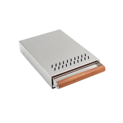 Large Waste Drawer - Brushed Satin Silver w. Walnut | Under Grinder