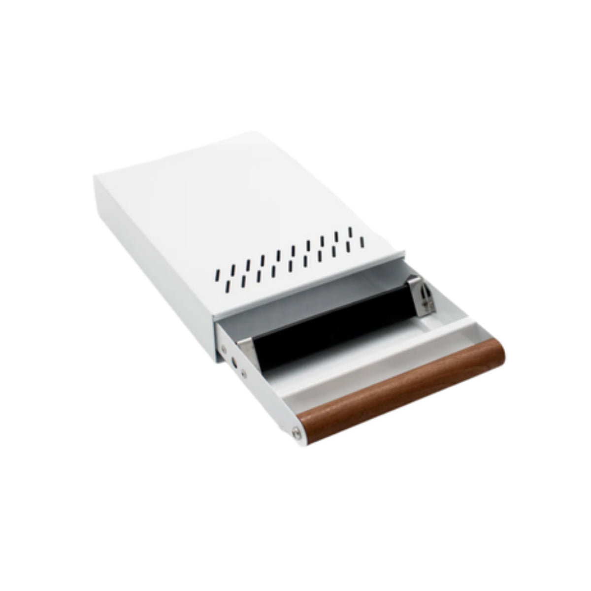 Large Waste Drawer - White w. Walnut | Under Grinder